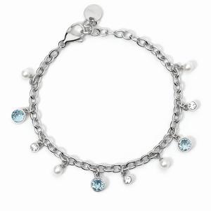 Bracciale 2Jewels in acciaio con zirconi azzurri - gallery