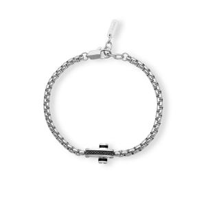 Bracciale 2Jewels Uomo acciaio croce con zirconi neri 232219