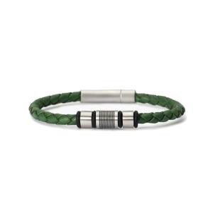 Bracciale 2Jewels Uomo acciaio e pelle verde Street 232547 - gallery
