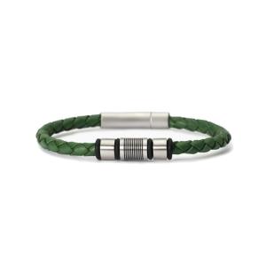 Bracciale 2Jewels Uomo acciaio e pelle verde Street 232547