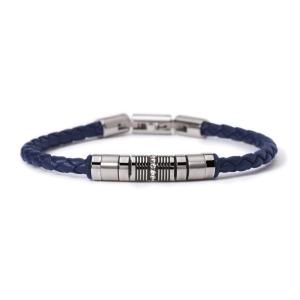 Bracciale 2Jewels Uomo in acciaio con pelle intrecciata Blu 232361 - gallery