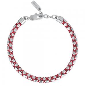 Bracciale 2Jewels Uomo in acciaio della collezione Wave con nylon cord rosso 232185 - gallery