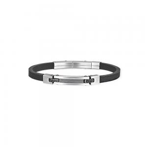 Bracciale 2Jewels Uomo Rubber acciaio e silicone nero con cristalli neri 232093 - gallery