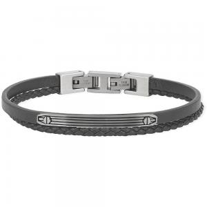 Bracciale 2Jewels Uomo Street in acciaio e pelle grigia 232247