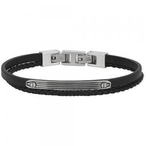 Bracciale 2Jewels Uomo Street in acciaio e pelle nera  232246