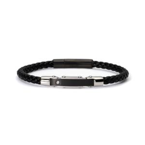 Bracciale 2Jewels Uomo Street in acciaio e similpelle nera  232511 - gallery