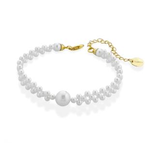 Bracciale a 3 fili con perle di acqua dolce e argento  - gallery
