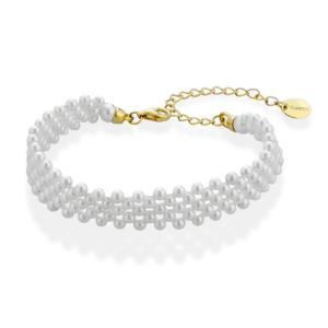 Bracciale a 5 fili con perle di acqua dolce e argento  - gallery