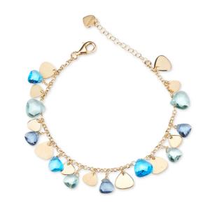 Bracciale a catena Dvccio in argento dorato 24 kt cristalli taglio goccia 