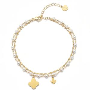 Bracciale a catena Dvccio in argento oro 24 kt perle