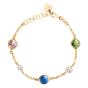 Bracciale a catena Dvccio in argento oro giallo 24 kt quarzi colorati