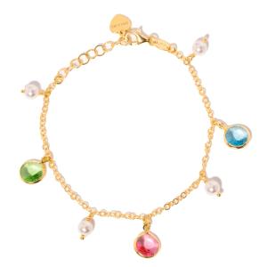 Bracciale a catena Dvccio in argento oro giallo 24 kt quarzi colorati