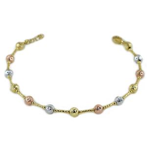 Bracciale a sfere sfaccettate in oro giallo bianco rosa  - gallery