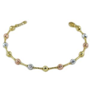 Bracciale a sfere sfaccettate in oro giallo bianco rosa 