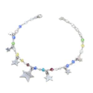 Bracciale Amelie da donna in argento con stelle e pietre colorate