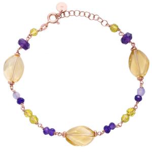 Bracciale Amelie da donna in argento rosato con pietre naturali  