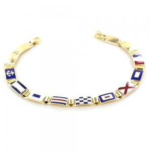 Bracciale Arcadia oro giallo e smalto Bandiere Nautiche