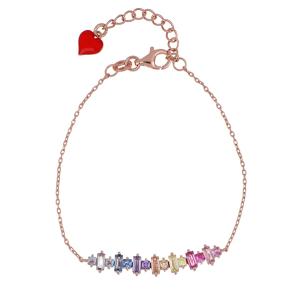 Bracciale Arcobaleno Rainbow in argento rosa e Zirconi Cuori Milano