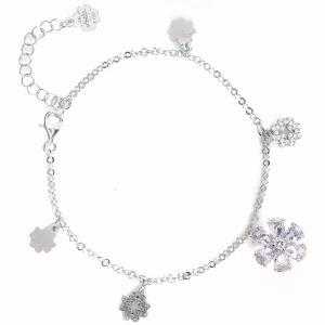 Bracciale in argento con zirconi a fiore bianco collezione Lumiere - gallery