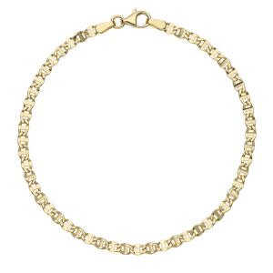 Bracciale catena piatta traversino diamantato da uomo in oro giallo