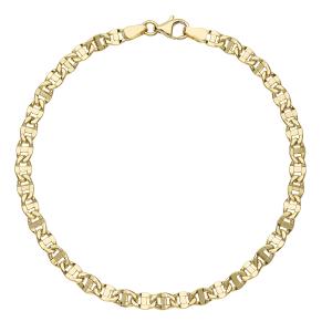 Bracciale catena piatta traversino diamantato da uomo in oro giallo