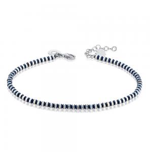 Bracciale con Angelo in argento e sfere blu diamantate GIA353  