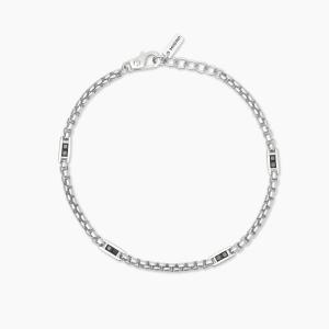 Bracciale da uomo con catena veneta e inserti neri Race 534084 - gallery