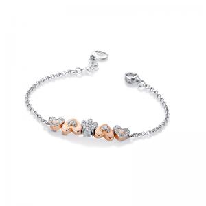 Bracciale con charms Cuori e Angelo in argento con Zirconi GIA 336