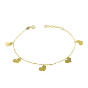 Bracciale con ciondoli cuori charms in oro giallo - gallery