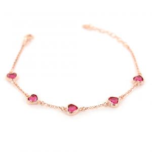 Bracciale con cuori e zirconi a forma di cuore rosa in argento rose AmoreeBaci - gallery