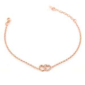 Bracciale con cuori intrecciati in argento rose e Zirconi AmoreeBaci - gallery