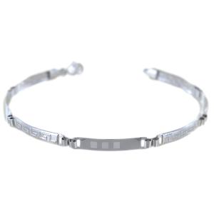 Bracciale con piastre targhe rettangolari da uomo oro bianco 20 cm - gallery