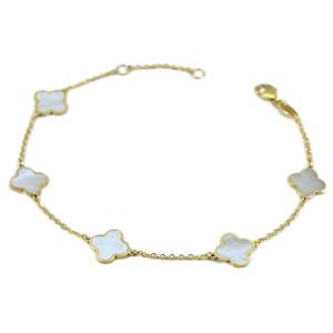 Bracciale con quadrifoglio in oro e madreperla - gallery