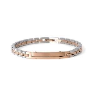 Bracciale con targa da uomo 2Jewels acciaio e PVD rosa 232558 - gallery