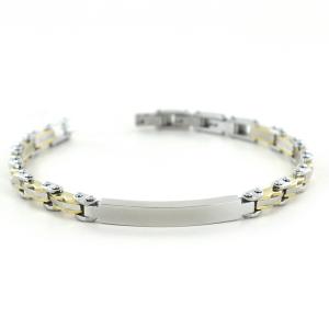 Bracciale con targa da uomo 2Jewels acciaio oro giallo - gallery