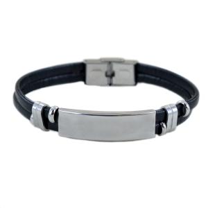 Bracciale con targa in acciaio e caucciu doppia corda - gallery