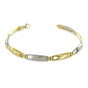 Bracciale con targhe rettangolari da uomo oro giallo e bianco 20 cm