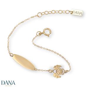 Bracciale da Bambina con Angioletto e targhetta in oro 9 kt
