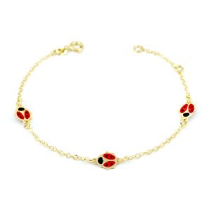 Bracciale da bambina e da bambino  in oro 9 kt con coccinelle