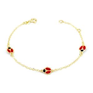 Bracciale da bambina e da bambino  in oro 9 kt con coccinelle - gallery