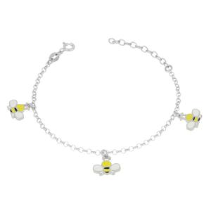 Bracciale da bambina in argento con charms api