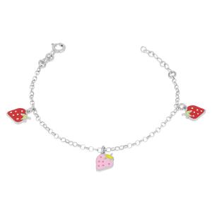Bracciale da bambina in argento con charms fragole