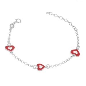 Bracciale da bambina in argento con cuoricini