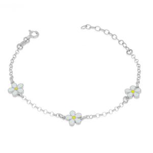 Bracciale da bambina in argento con margherite
