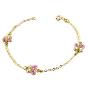 Bracciale da Bambina in oro 9 kt con farfalle e smalti