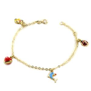 Bracciale da bambina in oro 9 kt con charms e smalti colorati - gallery