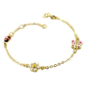 Bracciale da bambina in oro 9 kt con smalti colorati - gallery