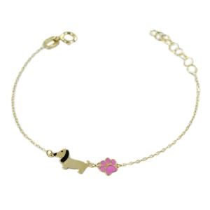 Bracciale da bambina in oro con bassotto e zampina  - gallery