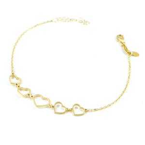 Bracciale da bambina in oro con cuori traforati - gallery