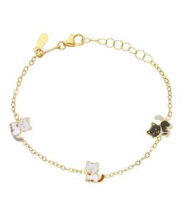 Bracciale da bambina in oro con gattini colorati - gallery